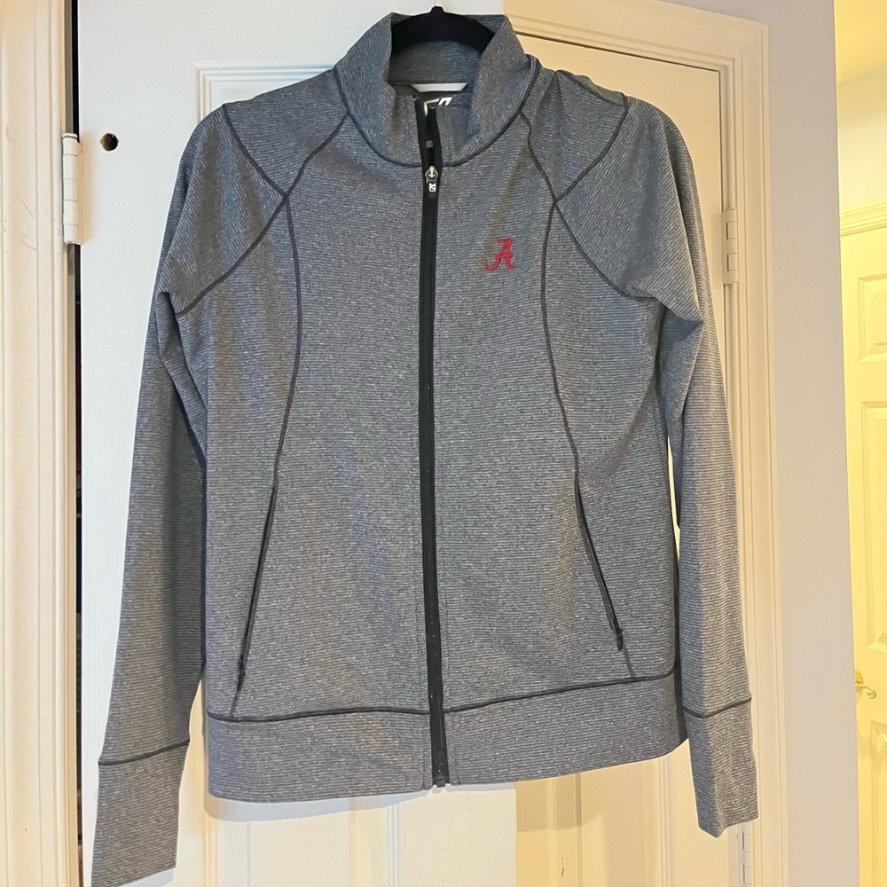 Alabama cutter and buck grey pinstripe zip up jacket embroider logo size small
